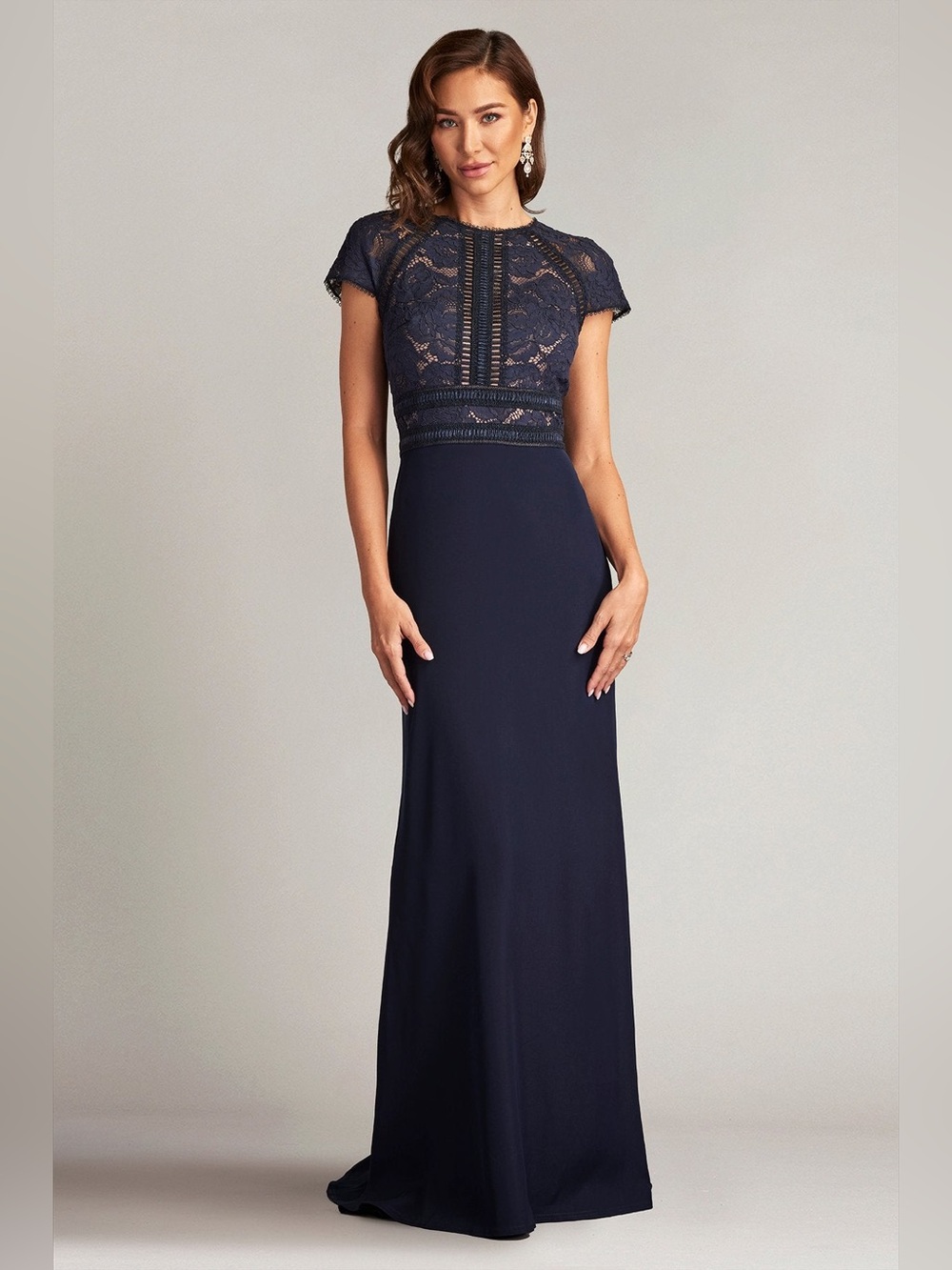 TADASHI SHOJI Catrine Lace Bodice Gown in Navy 6